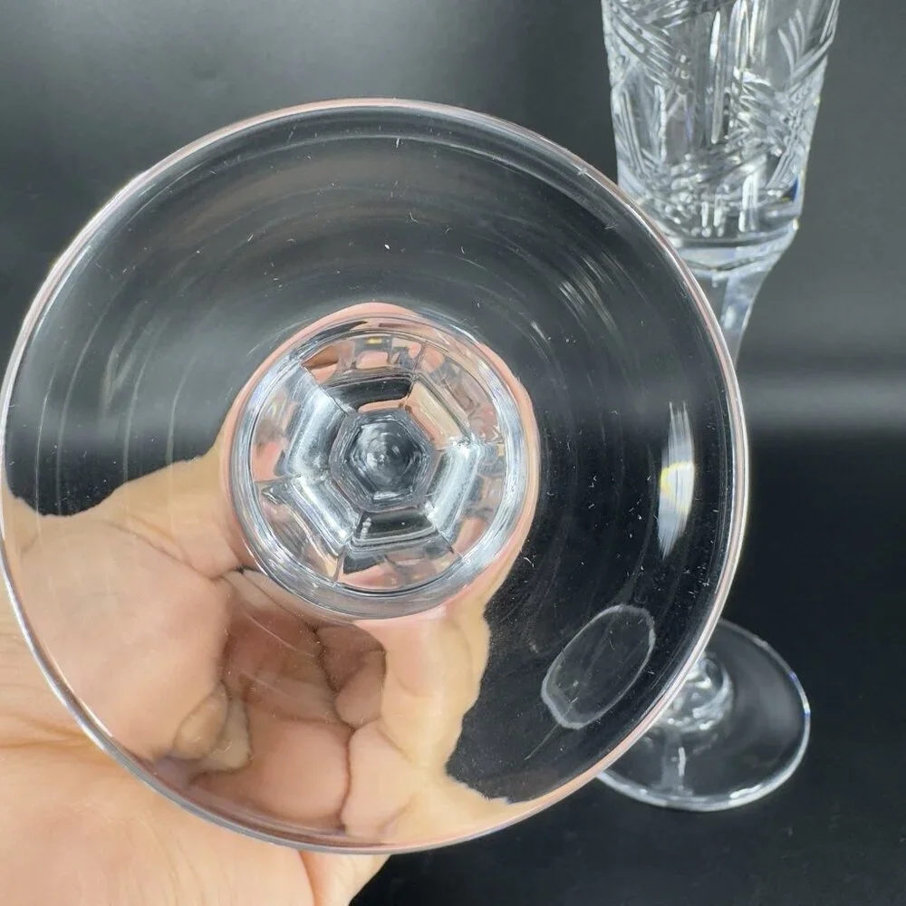 Mikasa Crystal Cross Track Clear Tall Crystal Glass Flute Drinking Glasses Set 2